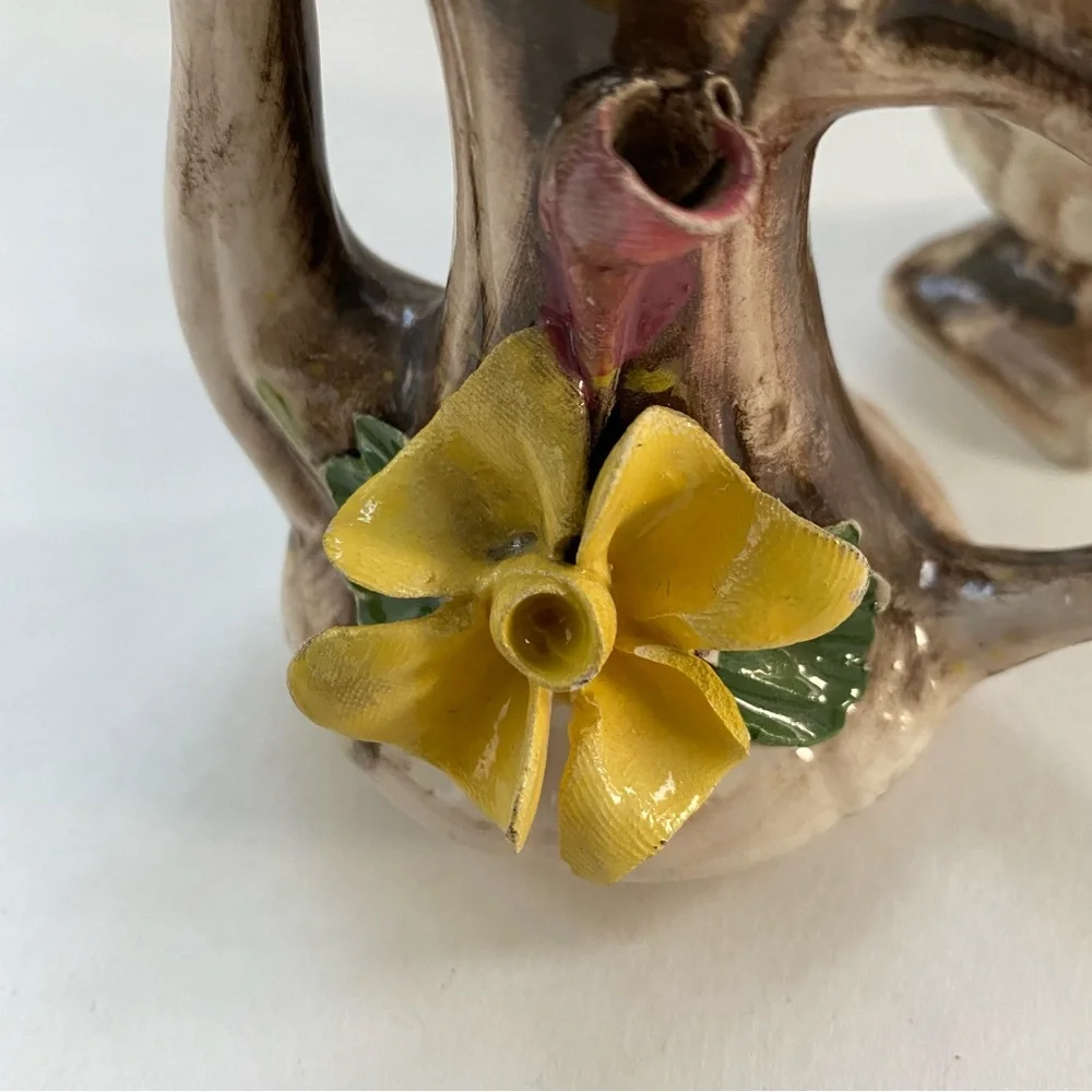 2 Vintage Capodimonte Small Vases Porcelain Flowers Made in Italy